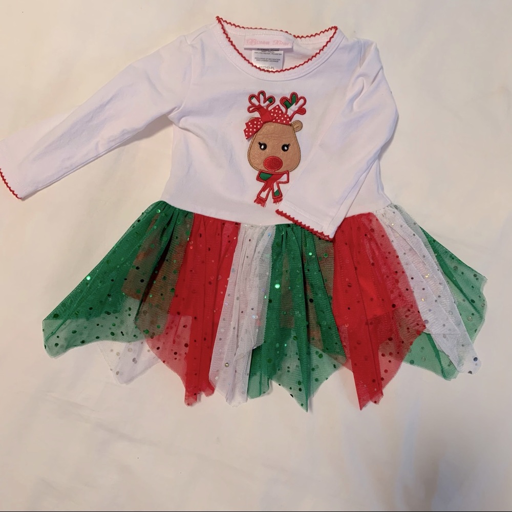 Like New Bonnie Baby | Baby Girls’ Reindeer Holiday/Christmas Dress with Tutu